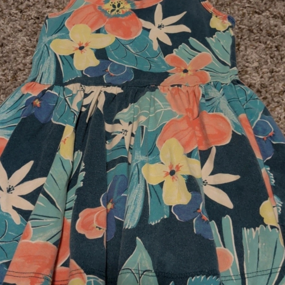 6/$35 Tea Collection Floral Kids Dress - Blue and Orange